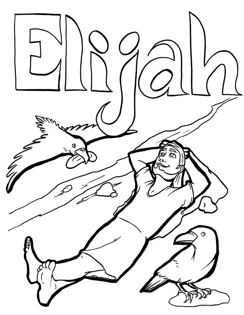 Elijah and the Ravens Coloring Page