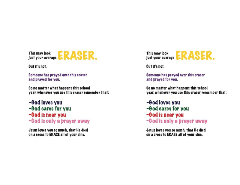 Eraser Prayer Back to School Gift for Students - Children's Ministry Deals