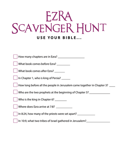 Ezra Bible Scavenger Hunt - Children's Ministry Deals