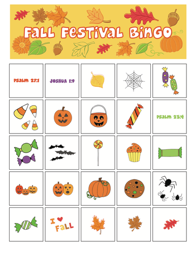 Fall Festival Bible Bingo Game - Children's Ministry Deals