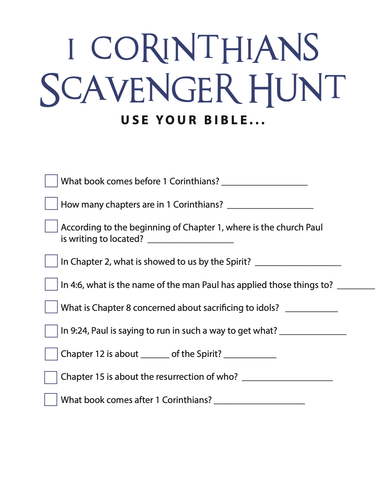FREE 1 Corinthians Bible Scavenger Hunt - Children's Ministry Deals