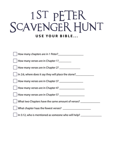 FREE 1 Peter Bible Scavenger Hunt - Children's Ministry Deals