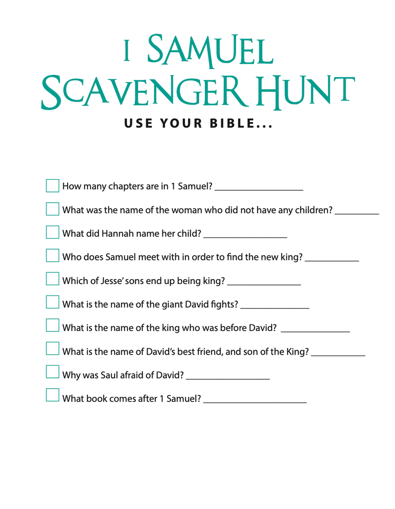 FREE 1 Samuel Bible Scavenger Hunt - Children's Ministry Deals