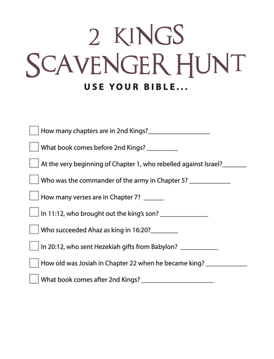 FREE 2 Kings Bible Scavenger Hunt - Children's Ministry Deals