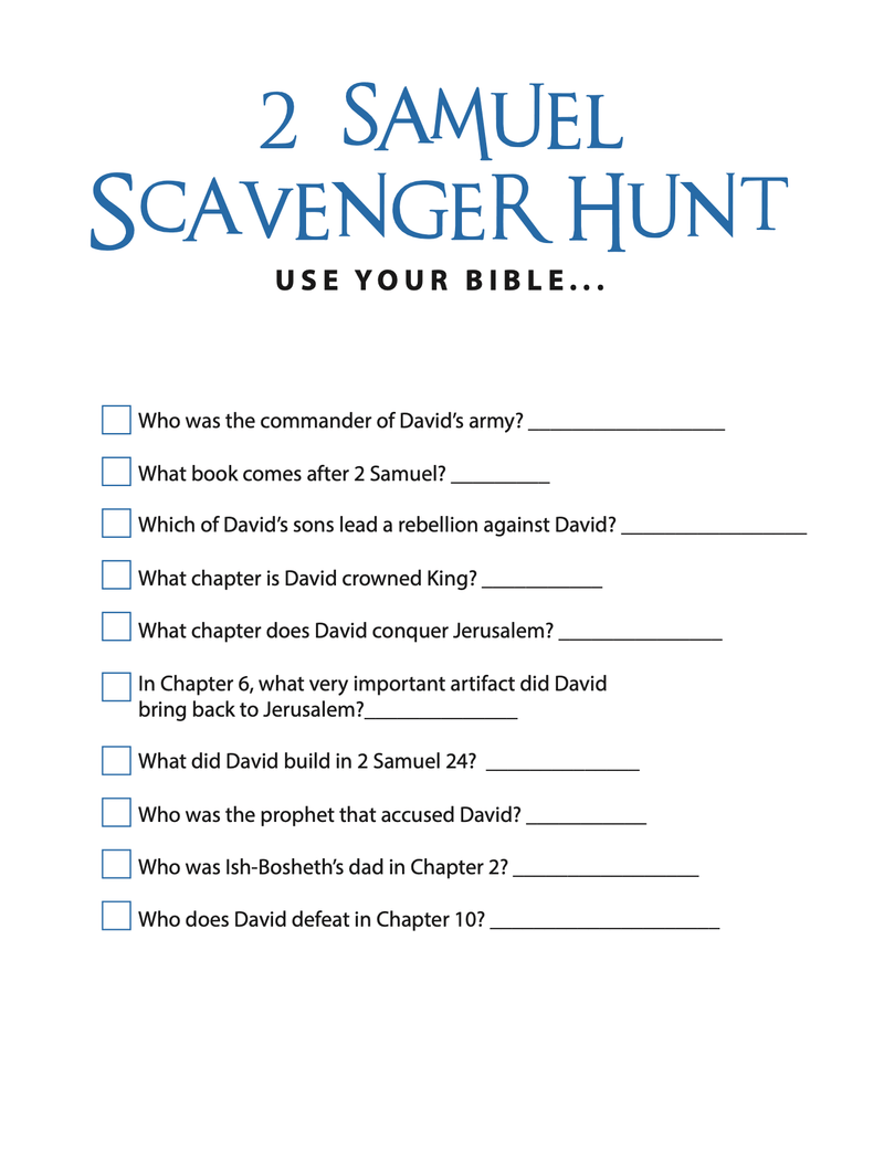 FREE 2 Samuel Bible Scavenger Hunt - Children's Ministry Deals