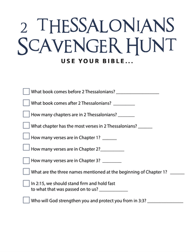 FREE 2 Thessalonians Bible Scavenger Hunt - Children's Ministry Deals