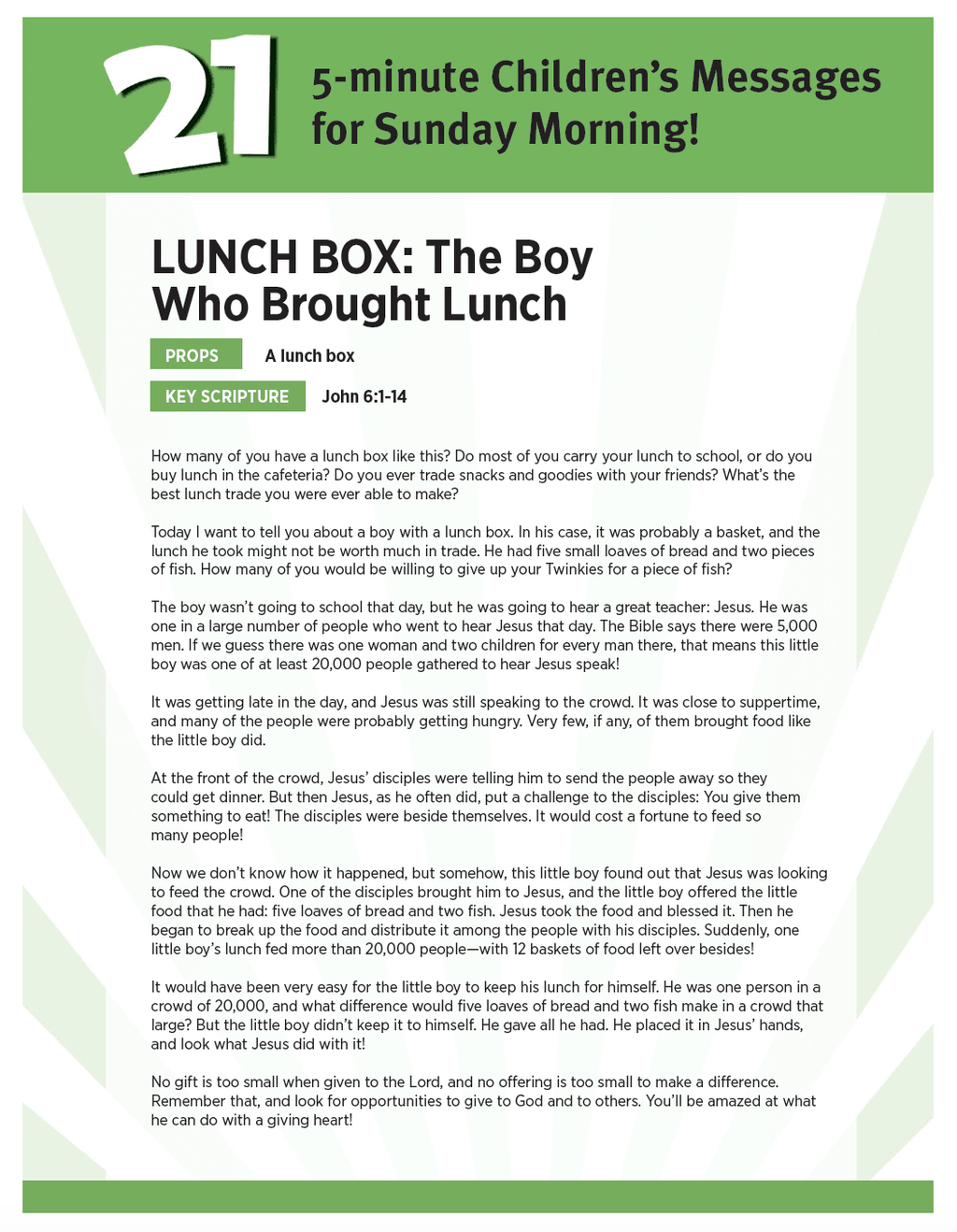 FREE 21 Bible Character Object Lessons