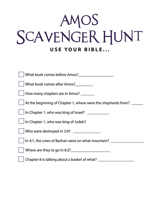FREE Amos Bible Scavenger Hunt - Children's Ministry Deals