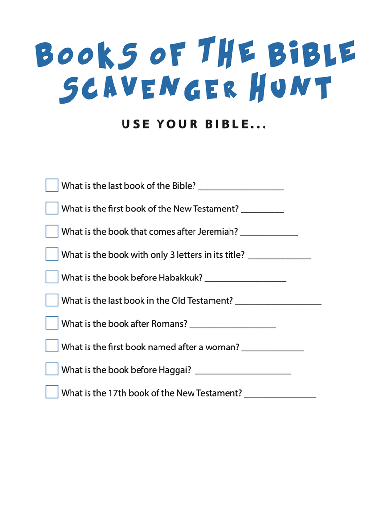 FREE Books of the Bible Scavenger Hunt - Children's Ministry Deals