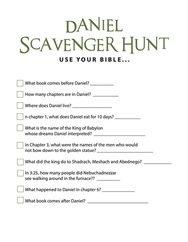 FREE Daniel Bible Scavenger Hunt - Children's Ministry Deals