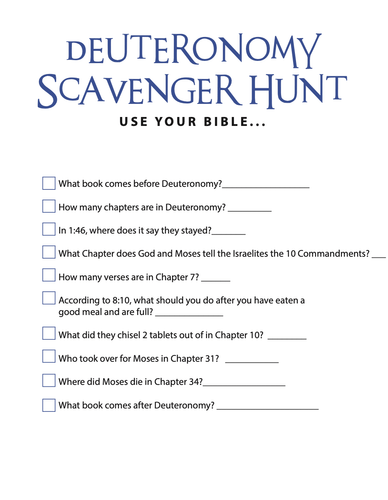 FREE Deuteronomy Bible Scavenger Hunt - Children's Ministry Deals