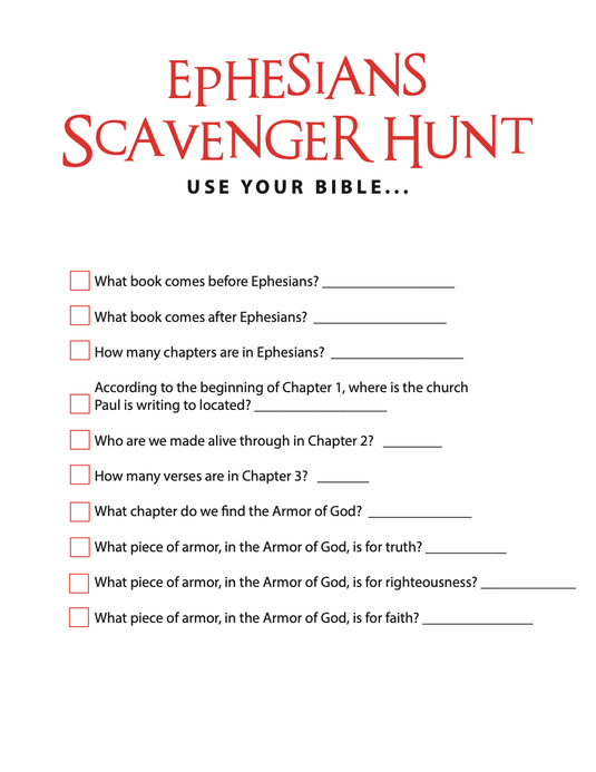 FREE Ephesians Bible Scavenger Hunt - Children's Ministry Deals