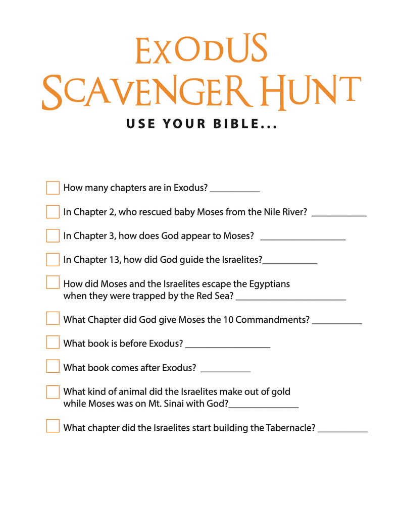 FREE Exodus Bible Scavenger Hunt - Children's Ministry Deals