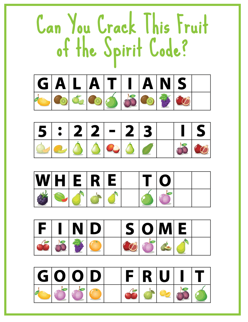 Fruit Of The Spirit Worksheets