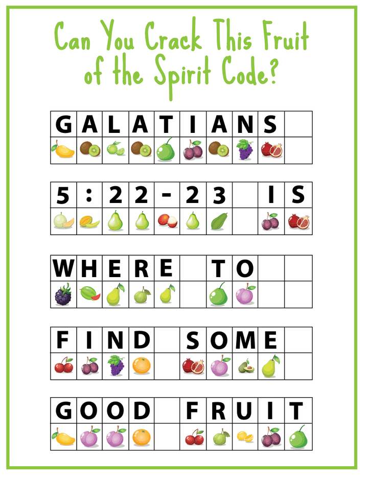FREE Fruit of the Spirit Code Breaking Activity – Children's Ministry Deals