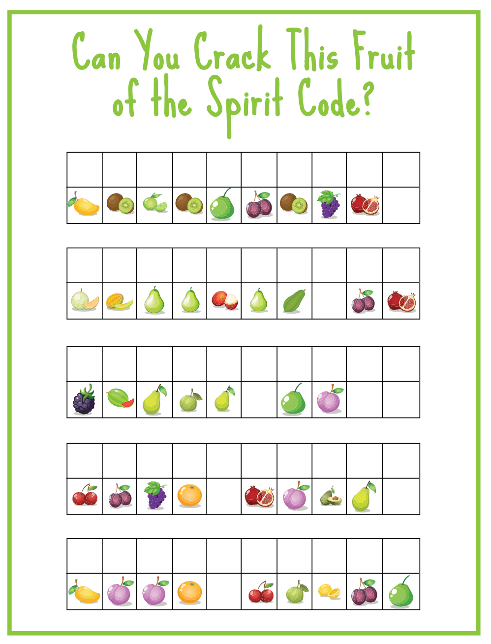 FREE Fruit of the Spirit Code Breaking Activity