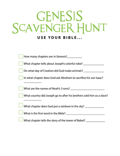 FREE Genesis Bible Scavenger Hunt - Children's Ministry Deals