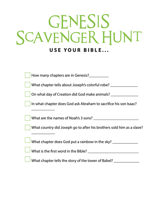 FREE Genesis Bible Scavenger Hunt - Children's Ministry Deals