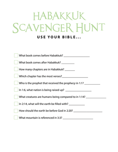 FREE Habbakuk Bible Scavenger Hunt - Children's Ministry Deals