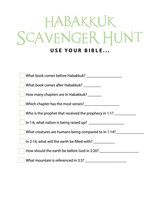 FREE Habbakuk Bible Scavenger Hunt - Children's Ministry Deals