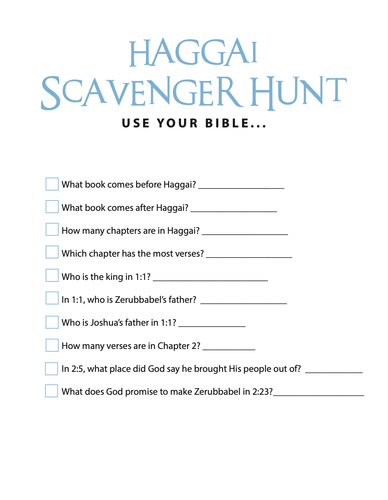 FREE Haggai Bible Scavenger Hunt - Children's Ministry Deals