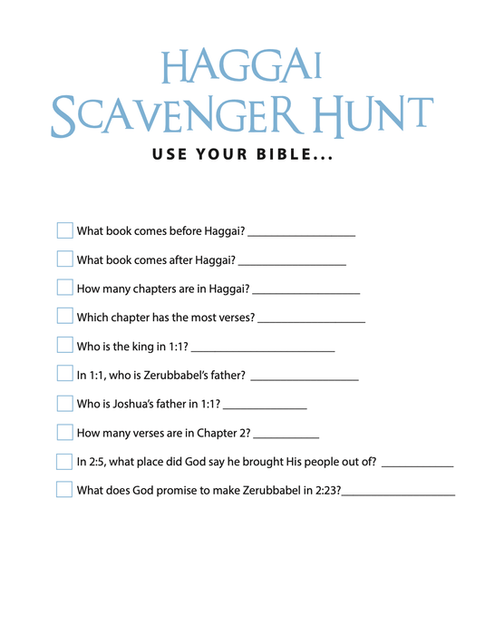 FREE Haggai Bible Scavenger Hunt - Children's Ministry Deals