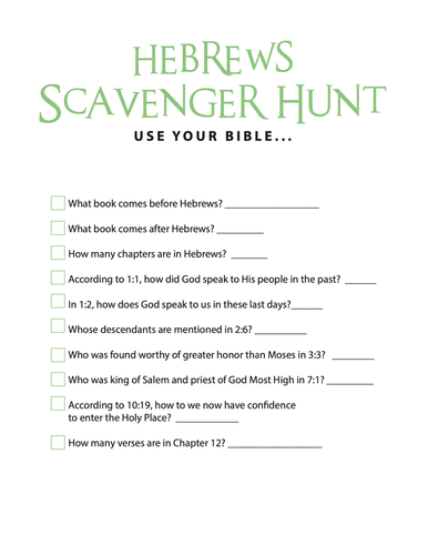 FREE Hebrews Bible Scavenger Hunt - Children's Ministry Deals