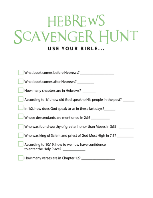 FREE Hebrews Bible Scavenger Hunt - Children's Ministry Deals