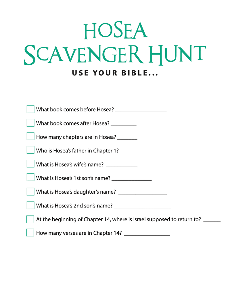 FREE Hosea Bible Scavenger Hunt - Children's Ministry Deals