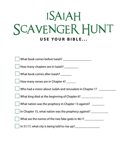 FREE Isaiah Bible Scavenger Hunt - Children's Ministry Deals