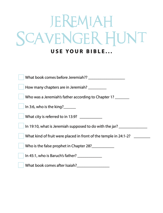 FREE Jeremiah Bible Scavenger Hunt - Children's Ministry Deals