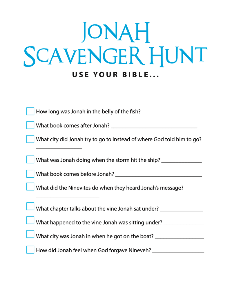 FREE Jonah Bible Scavenger Hunt - Children's Ministry Deals