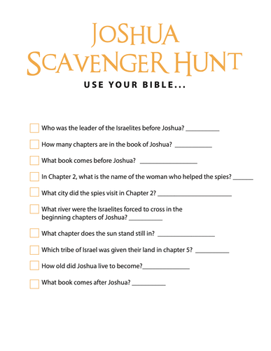 FREE Joshua Bible Scavenger Hunt - Children's Ministry Deals