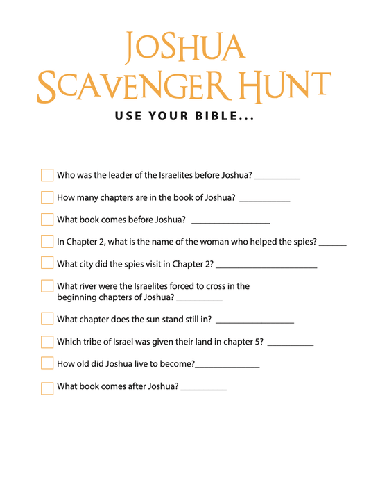 FREE Joshua Bible Scavenger Hunt - Children's Ministry Deals