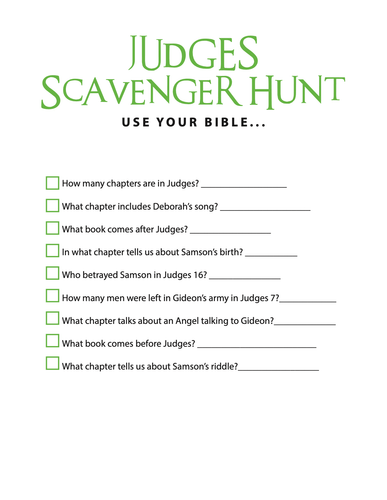 FREE Judges Bible Scavenger Hunt - Children's Ministry Deals