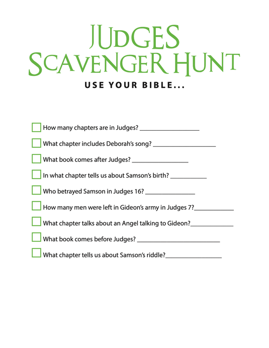 FREE Judges Bible Scavenger Hunt - Children's Ministry Deals