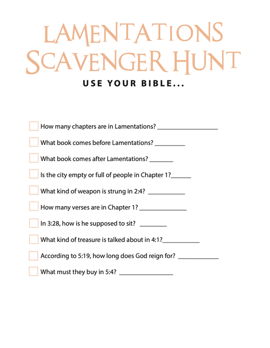 FREE Lamentations Bible Scavenger Hunt - Children's Ministry Deals