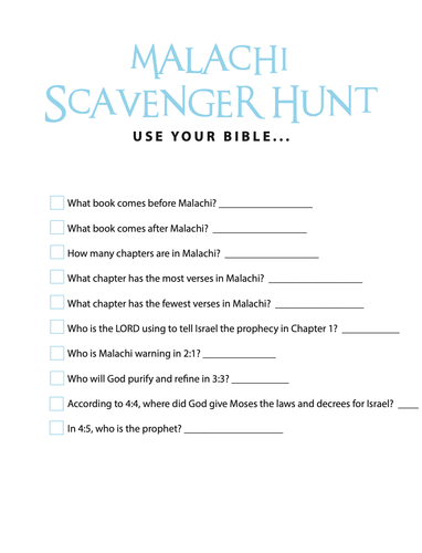 FREE Malachi Bible Scavenger Hunt - Children's Ministry Deals