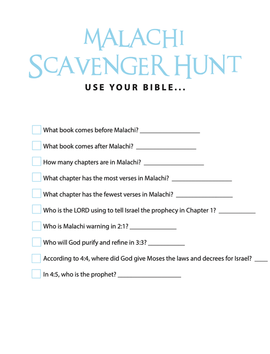 FREE Malachi Bible Scavenger Hunt - Children's Ministry Deals