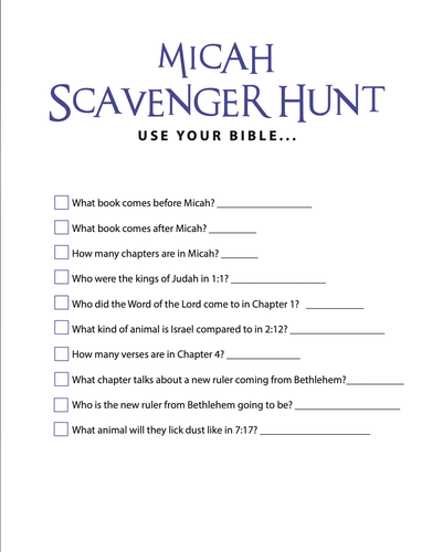 FREE Micah Bible Scavenger Hunt - Children's Ministry Deals