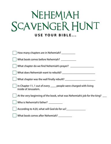 FREE Nehemiah Bible Scavenger Hunt - Children's Ministry Deals