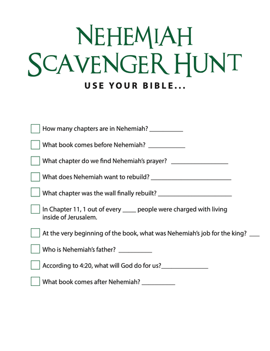 FREE Nehemiah Bible Scavenger Hunt - Children's Ministry Deals