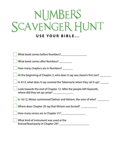 FREE Numbers Bible Scavenger Hunt - Children's Ministry Deals
