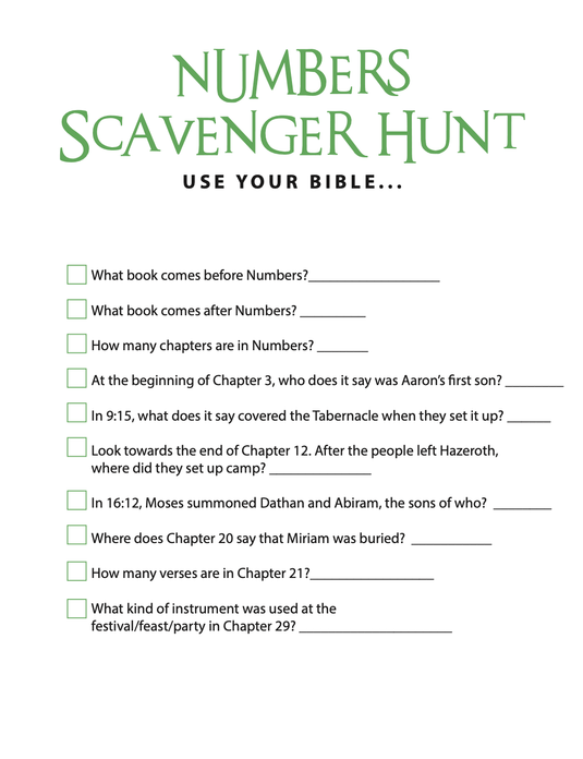 FREE Numbers Bible Scavenger Hunt - Children's Ministry Deals