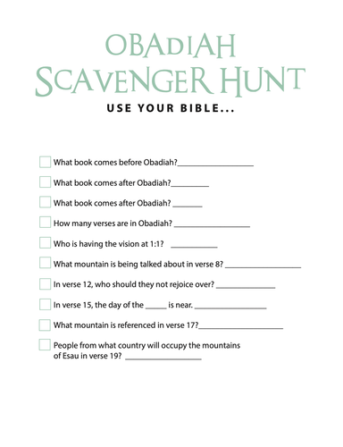 FREE Obadiah Bible Scavenger Hunt - Children's Ministry Deals