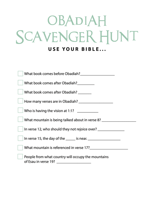 FREE Obadiah Bible Scavenger Hunt - Children's Ministry Deals