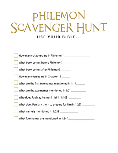 FREE Philemon Bible Scavenger Hunt - Children's Ministry Deals