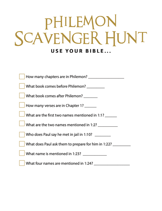 FREE Philemon Bible Scavenger Hunt - Children's Ministry Deals
