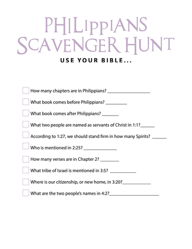 FREE Philippians Bible Scavenger Hunt - Children's Ministry Deals