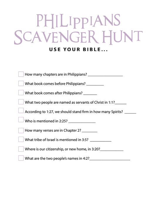 FREE Philippians Bible Scavenger Hunt - Children's Ministry Deals